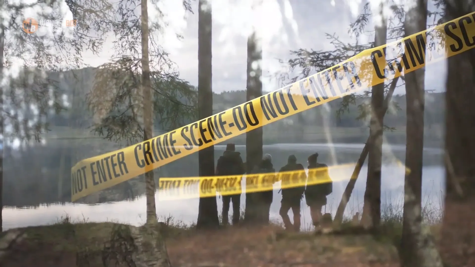 Authorities gather around the boulder as Dalton watches